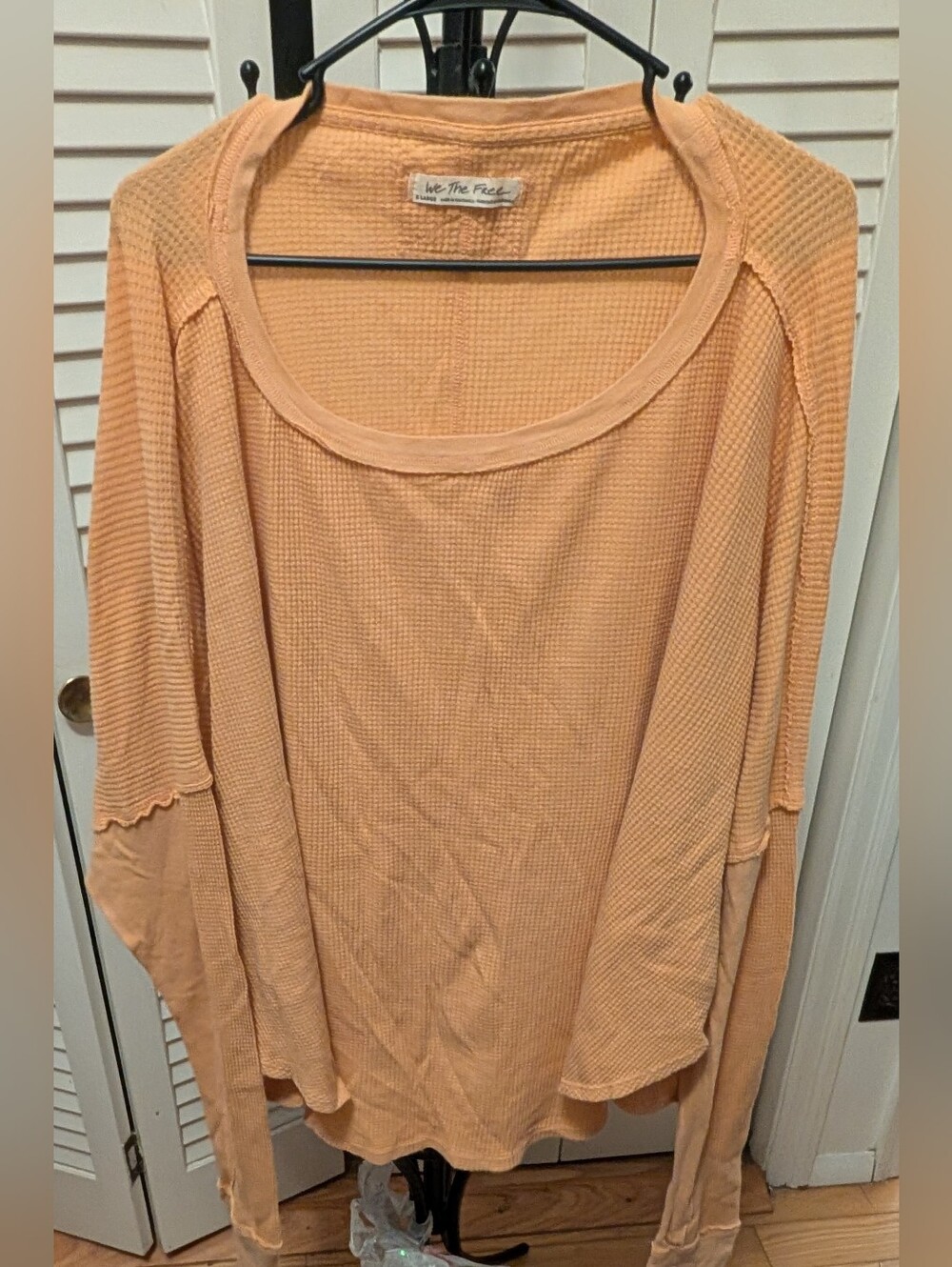We The Free Peach Waffle-Knit Women's Long Sleeve Top Size XL